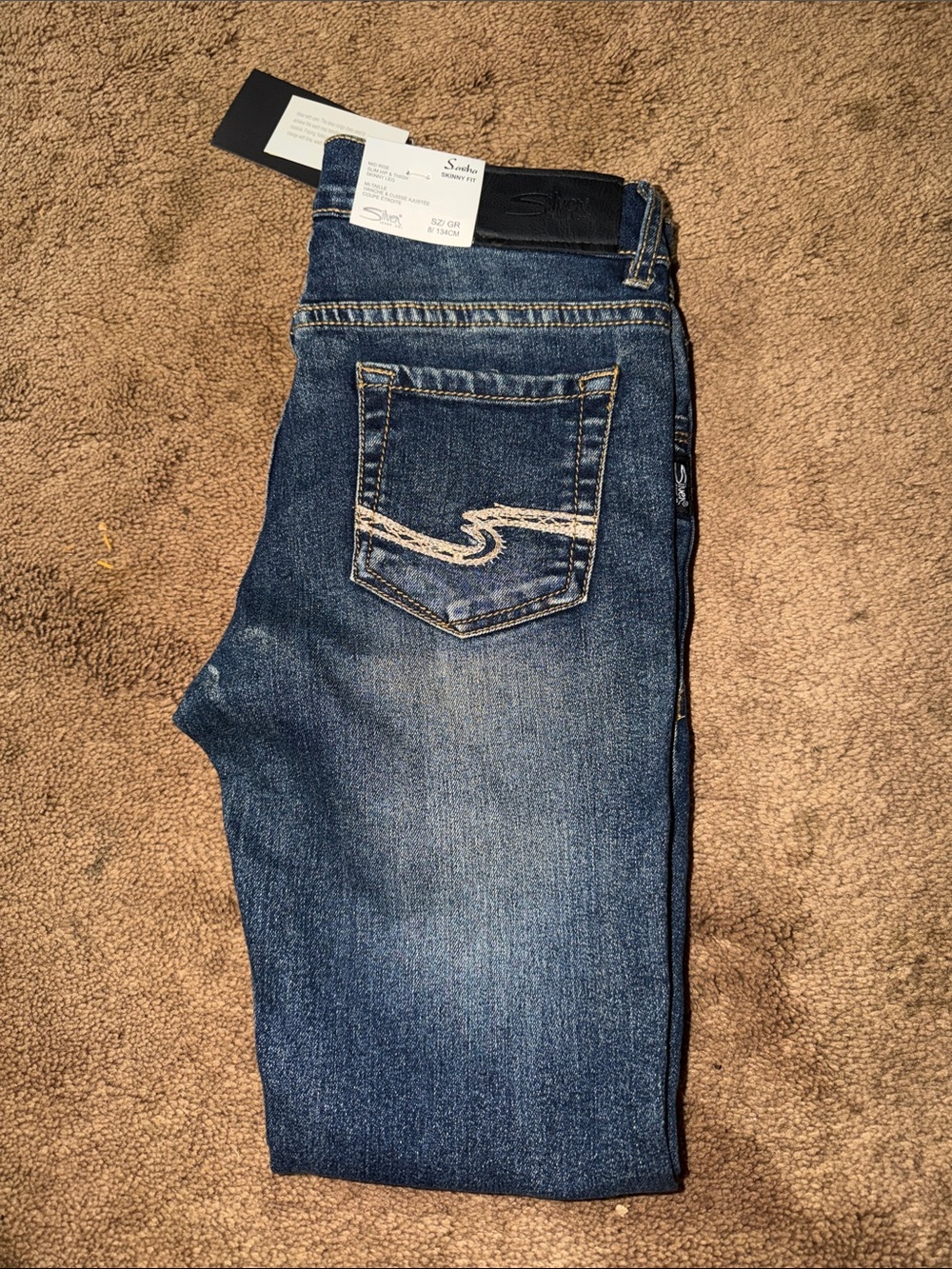 Silver Jeans Co. Girls "Sasha" Skinny Fit Jeans 8 Western NWT